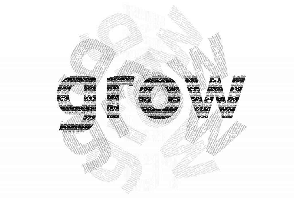 Grow word made out of Lorem ipsum words.