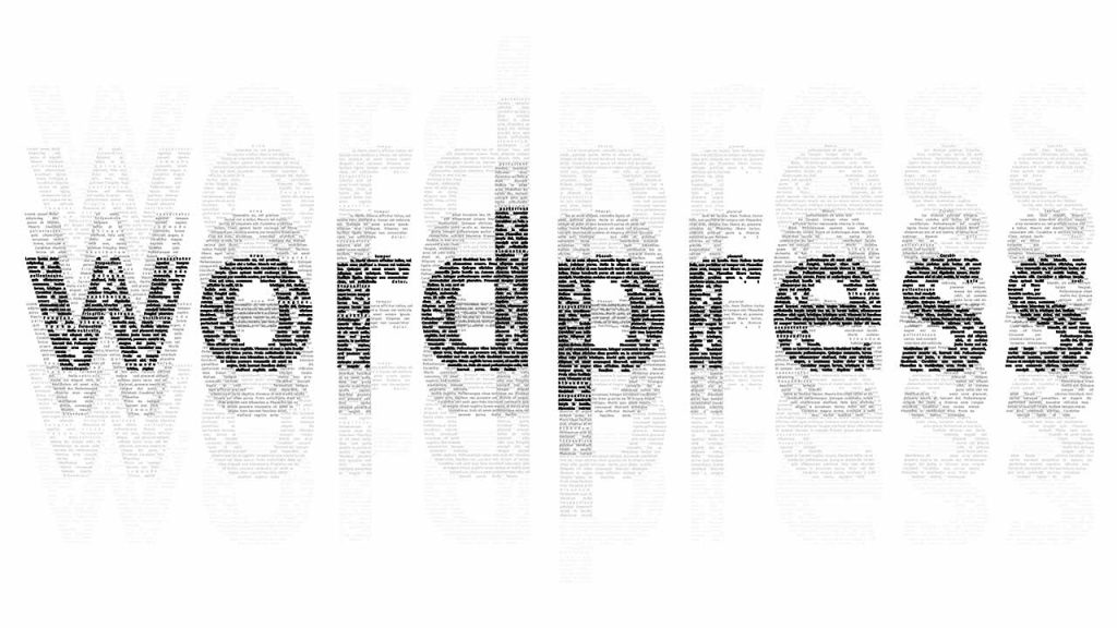 WordPress logo made out of Lorem ipsum words.